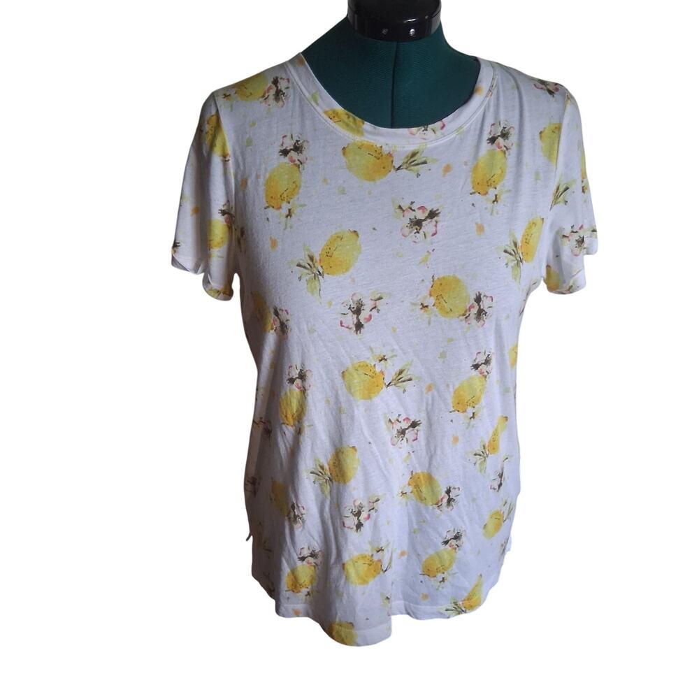Anthropologie Meadow Rue Lemon Floral Print Tee M